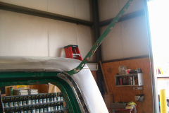 Drilled out the spot welds in order to clean all the rust out from under the drip rails